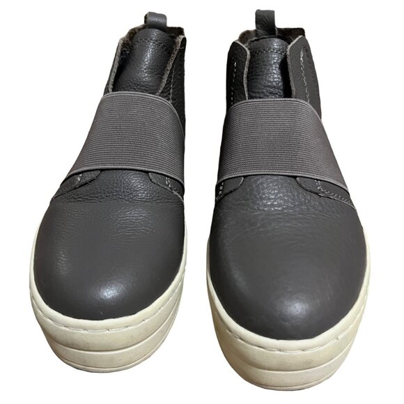 J Slides NYC Ankle Sneakers Gray Leather Sz 7 M Womens Flat - Picture 15 of 15